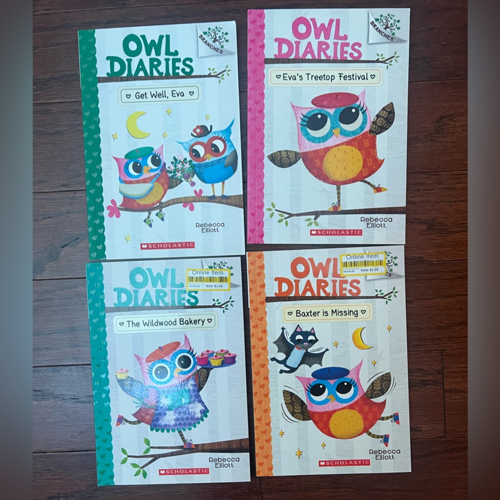 4 owl diaries books like new!
